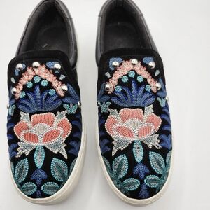Rebecca Minkoff Black Sneakers with Floral Embroidery